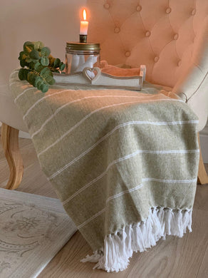 Stripe tassel blanket throw .... Beige