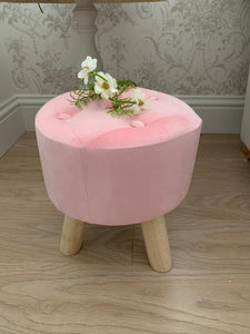 Button Velvet Stool ... Pink